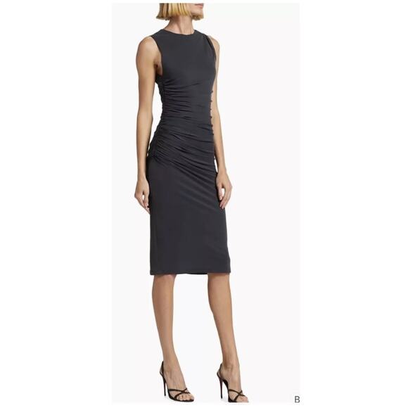 B38 Alice + Olivia Derika Midi Dress Womens 2 Cocktail Audrey Hepburn Chic - Picture 1 of 12